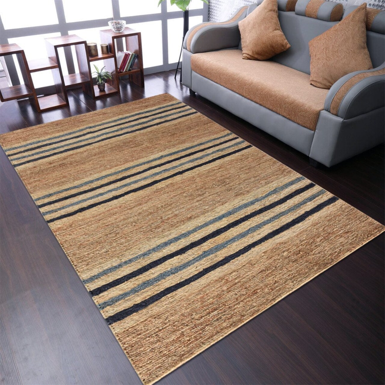 Rugsotic Hand Knotted Jute Area Rug 5X8 Light Brown Eco-Friendly J00078